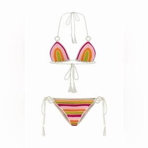 NWT MY BEACHY SIDE Bonbon Hand-Crochet Rainbow Bikini Set - Size medium
